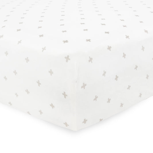 Little Unicorn Stretch Knit Crib Sheet - Grey Cross