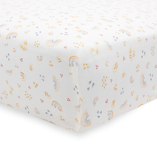 Little Unicorn Stretch Knit Crib Sheet - Rainbows