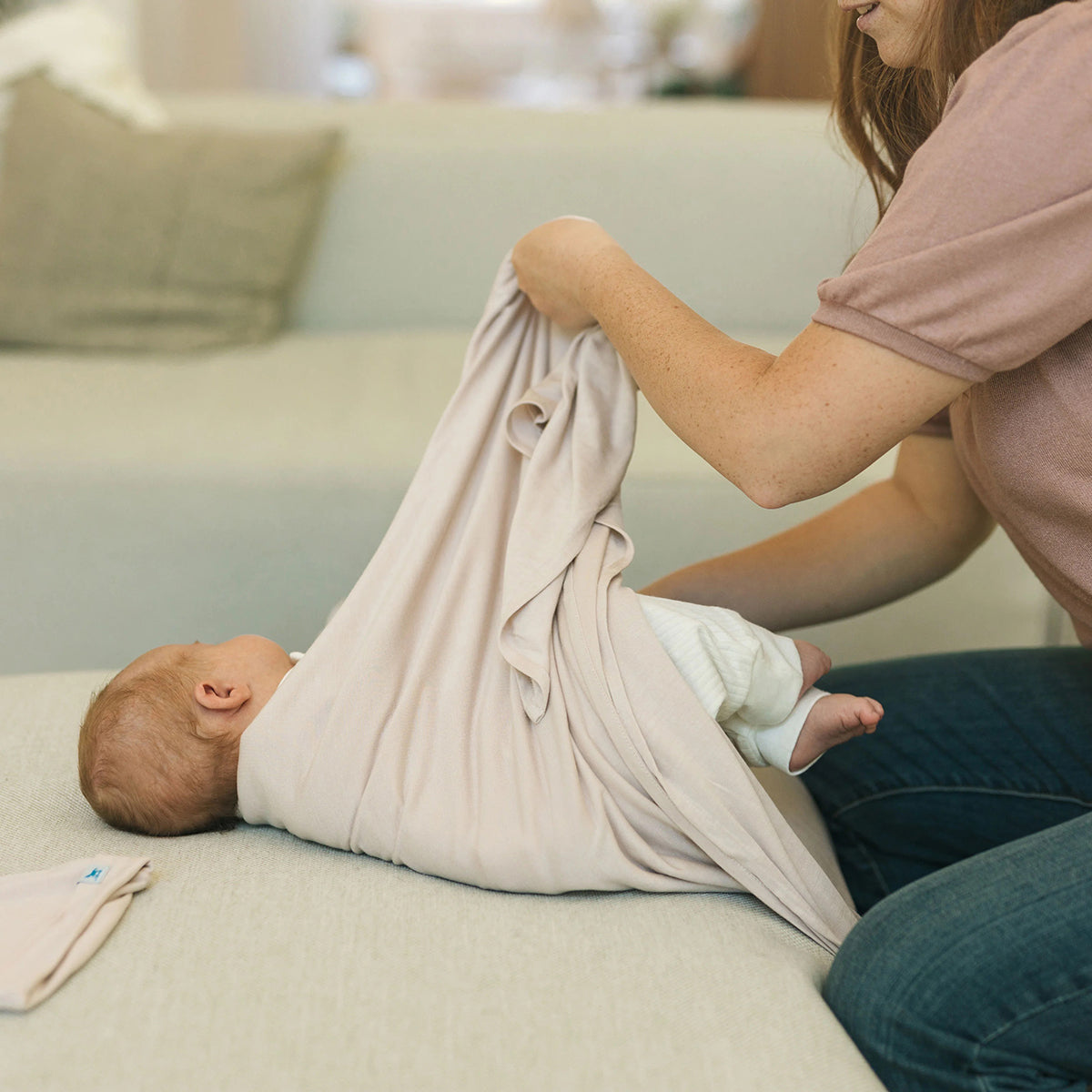 Little Unicorn Stretch Knit Swaddle Blanket - Soft Blush