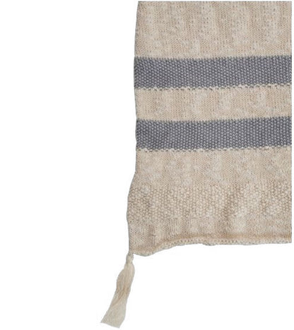 Lorena Canals Knitted Blanket Stripes Natural - Grey (4'2" x 5')