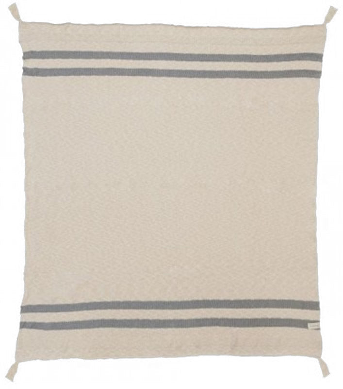 Lorena Canals Knitted Blanket Stripes Natural - Grey (4'2" x 5')