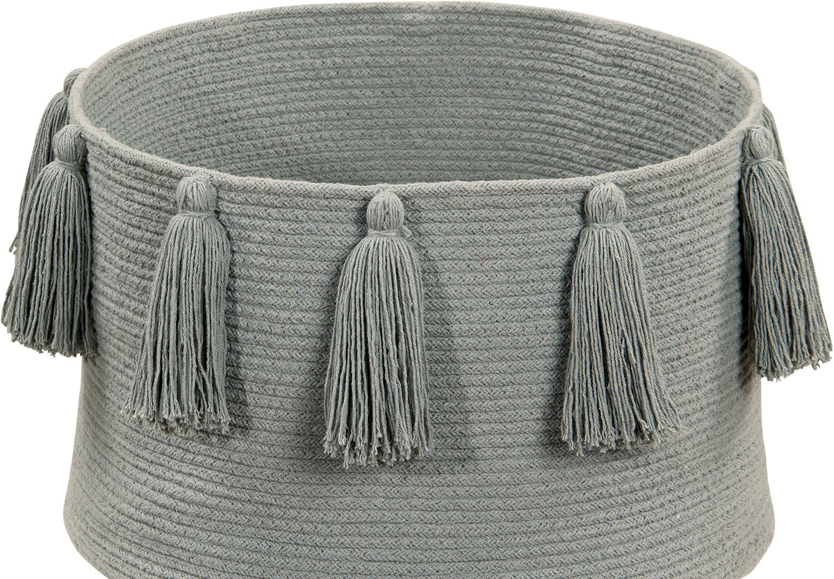 Lorena Canals Tassels Basket - Light Grey