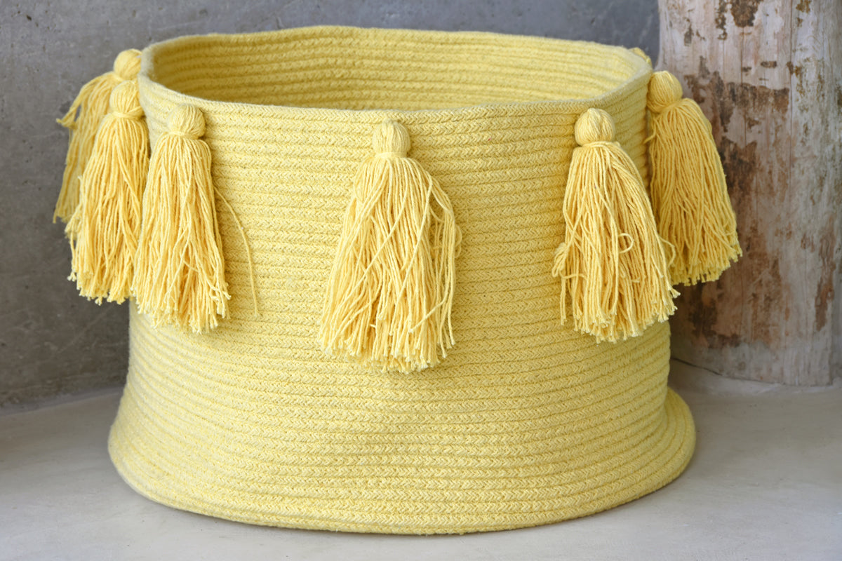 Lorena Canals Tassels Basket - Yellow