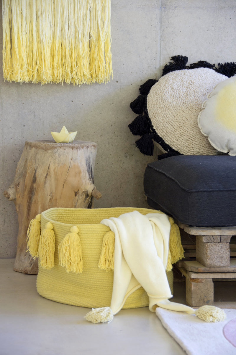 Lorena Canals Tassels Basket - Yellow