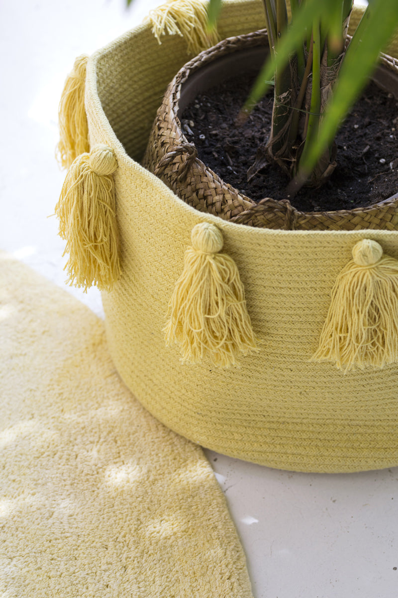 Lorena Canals Tassels Basket - Yellow