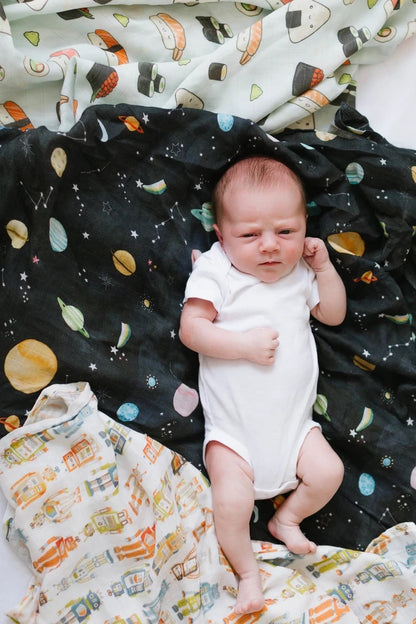 Loulou Lollipop Luxe Muslin Swaddle - Planets