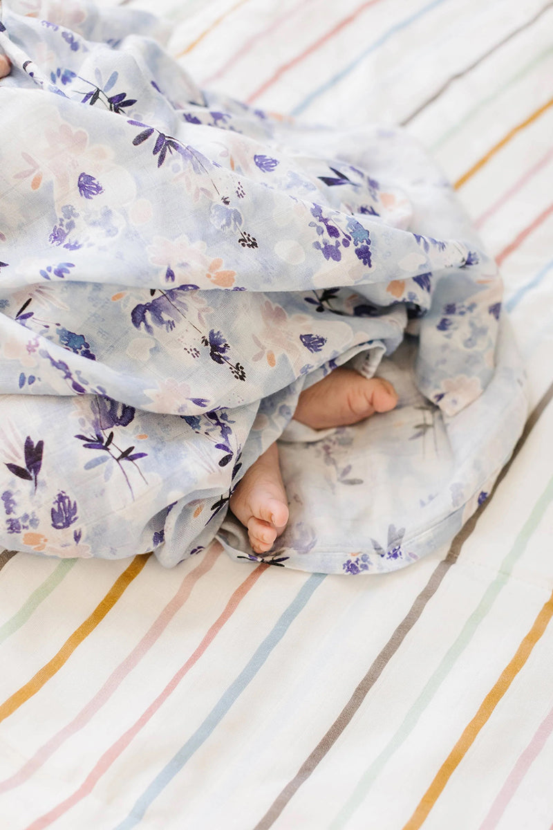 Loulou Lollipop Muslin Swaddle - Ink Floral