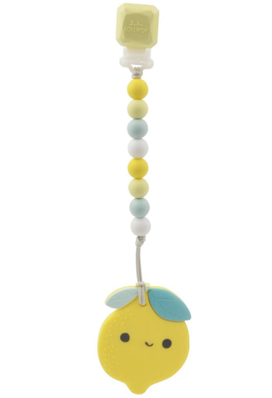 Loulou Lollipop Silicone Teether with Clip - Lemon