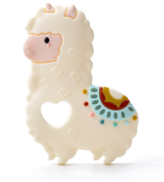 Loulou Lollipop Silicone Teether with Clip - Llama