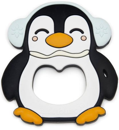 Loulou Lollipop Silicone Teether with Clip - Peguin/Black