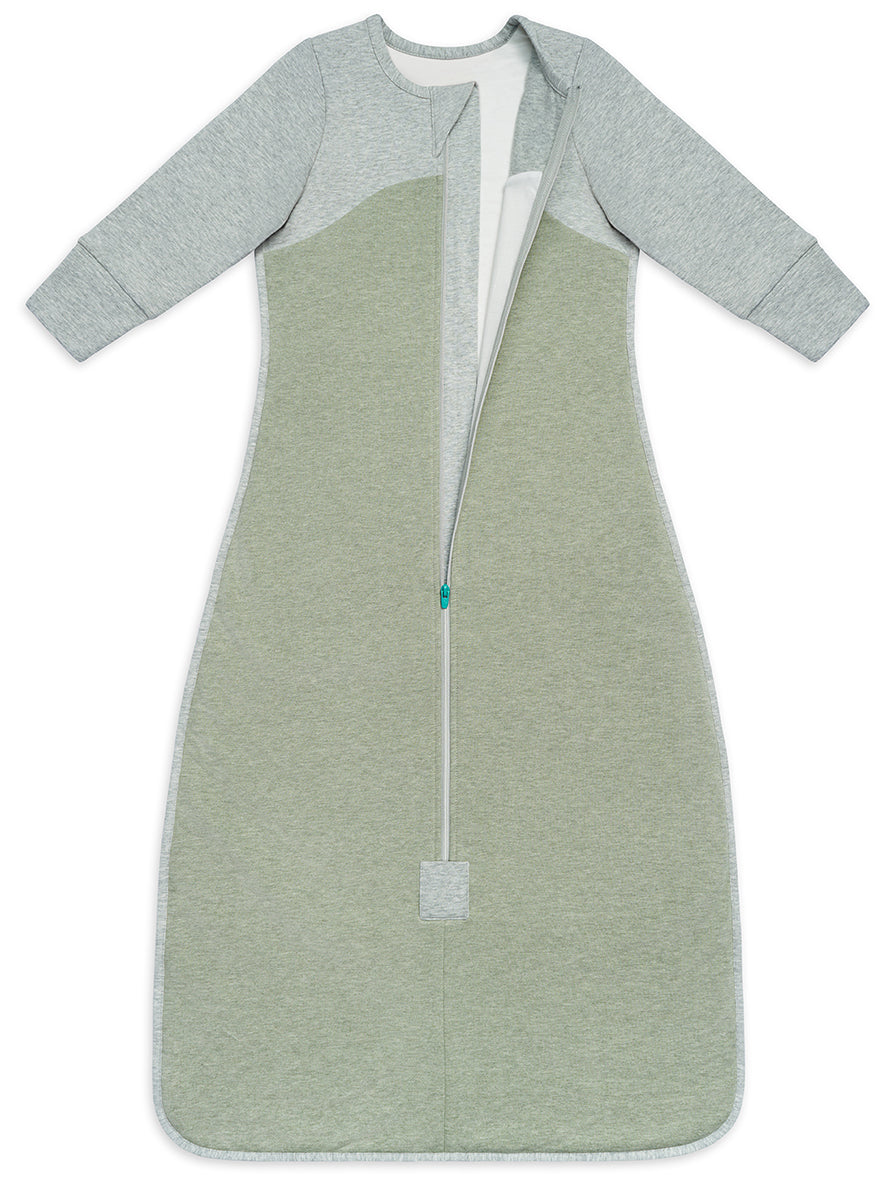 Love To Dream Long Sleeve Sleep Bag Organic Cotton Fleece Mild, 6-18 M - Olive Marl