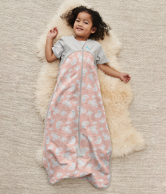 Love To Dream Short Sleeve Sleep Bag Organic Cotton Mild, 6-18 M - Doves Dusty Pink