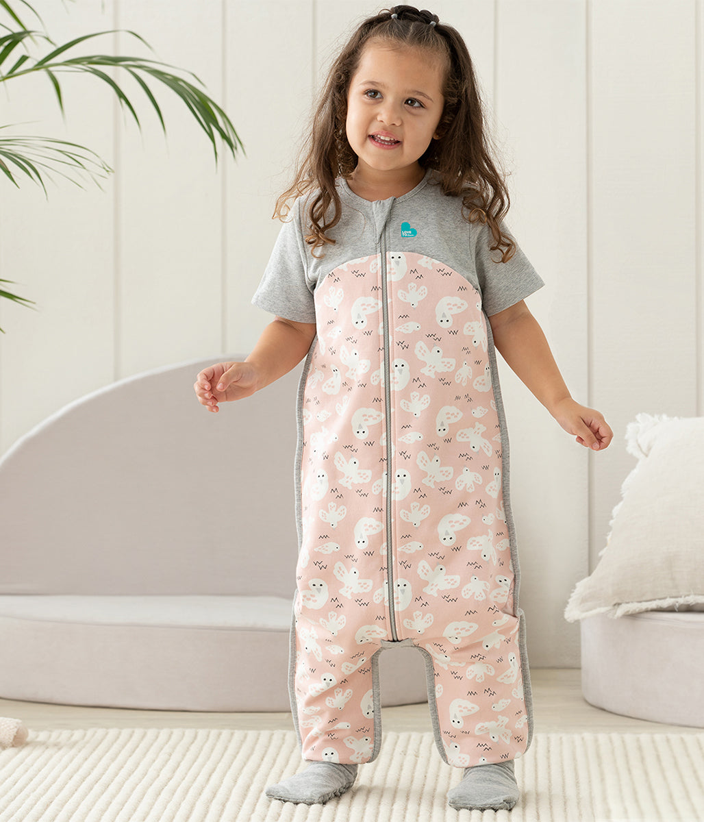 Love To Dream Short Sleeve Sleep Suit Organic Cotton Mild, 12-24 M - Doves Dusty Pink