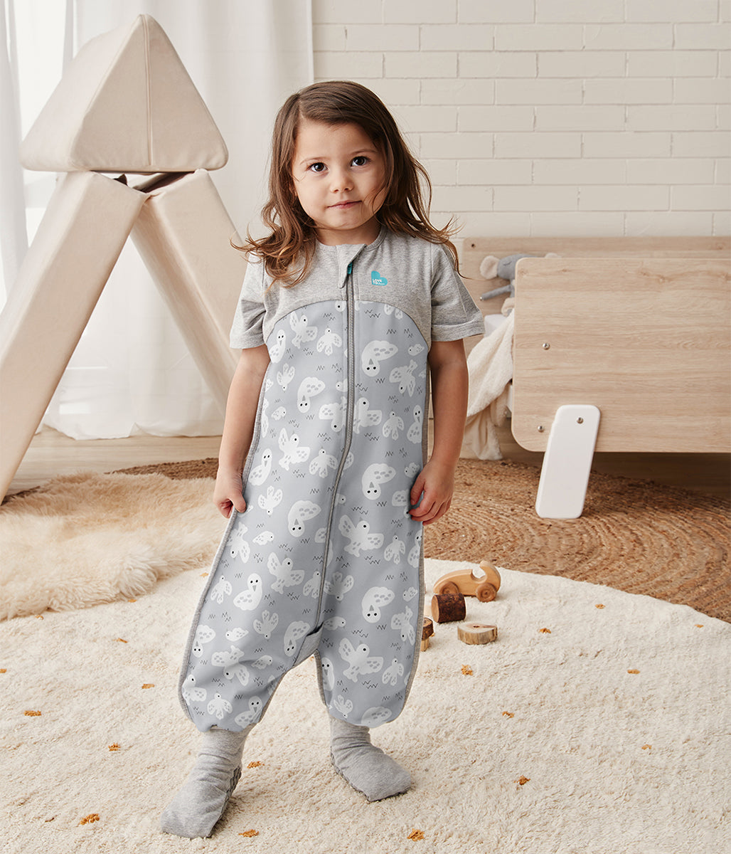 Love To Dream Short Sleeve Sleep Suit Organic Cotton Mild, 12-24 M - Doves Grey