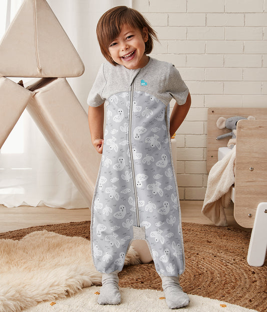 Love To Dream Short Sleeve Sleep Suit Organic Cotton Mild, 12-24 M - Doves Grey