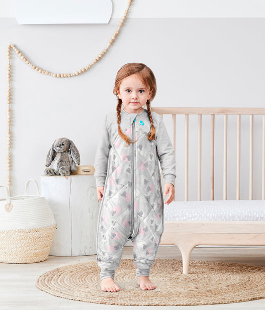 Love To Dream Sleep Suit Quilted Organic Cotton/Merino Wool 2.5 TOG, 12-24 M - Bah Bah Sheep Pink