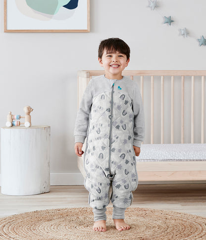 Love To Dream Sleep Suit Quilted Organic Cotton/Merino Wool 2.5 TOG, 12-24 M - Rain to Rainbow Grey