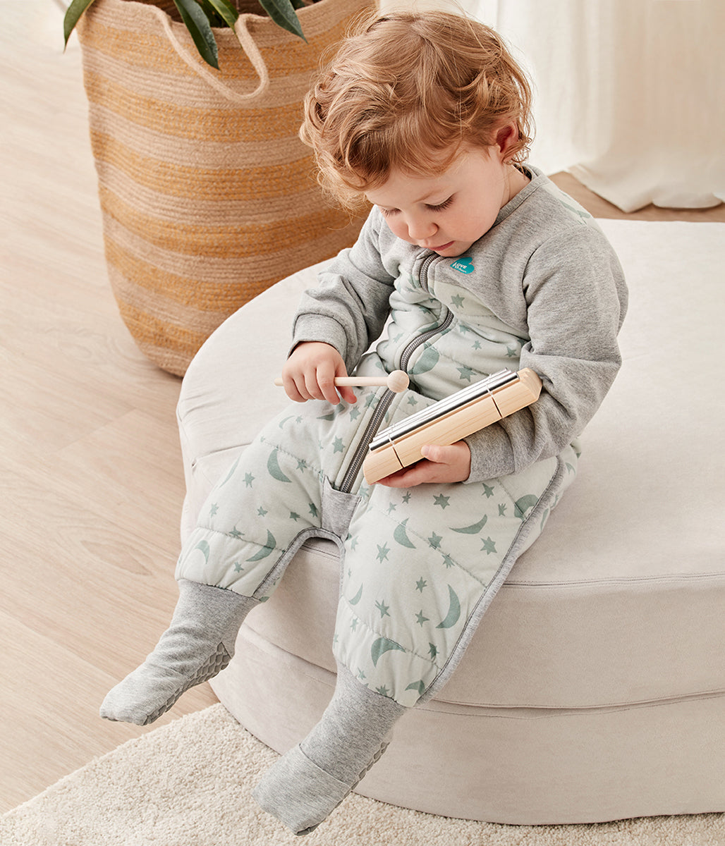 Love To Dream Sleep Suit Quilted Cotton 2.5 TOG, 24-36 M - Moonlight Olive