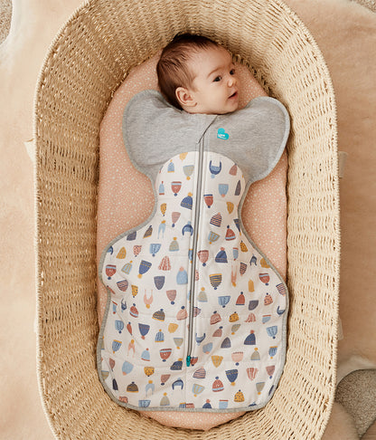 Love To Dream Swaddle UP Designer Collection Quilted Cotton 2.5 TOG, Medium - Happy Hats White