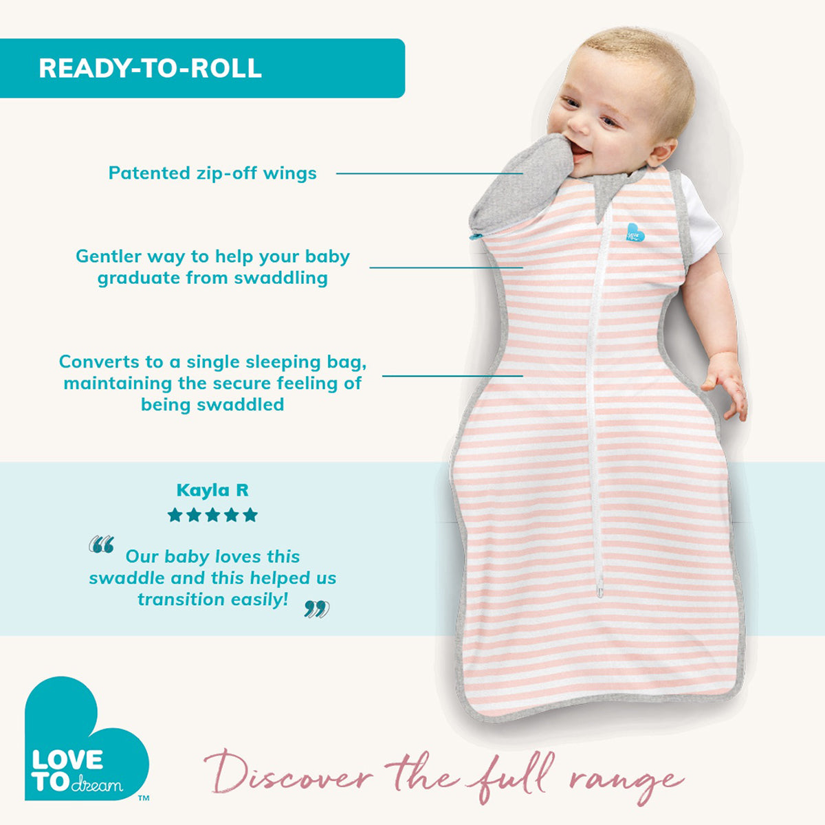 Love To Dream Swaddle UP Transition Bag Bamboo Lite, Large - Superstar Mint