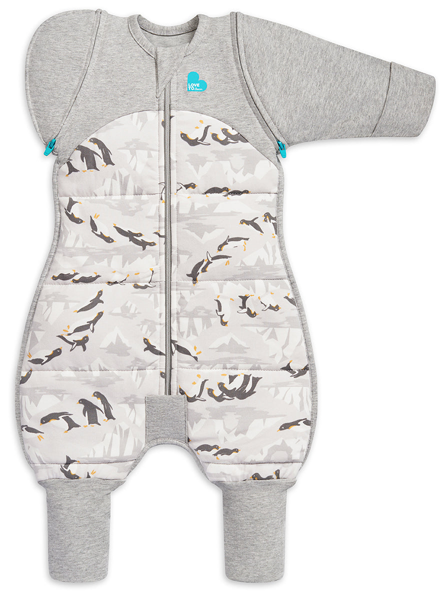 Love To Dream Swaddle UP Transition Suit Quilted Cotton 3.5 TOG, Medium - Penguin Parade Grey