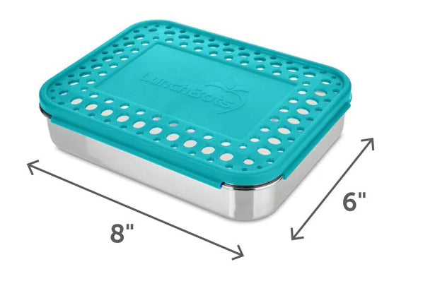 LunchBots Large Trio Bento 3 Compartment Lunch Box - Aqua Dots