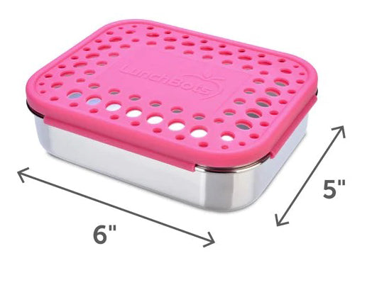 LunchBots Medium Duo Bento 2 Compartment Lunch Box - Pink Dots