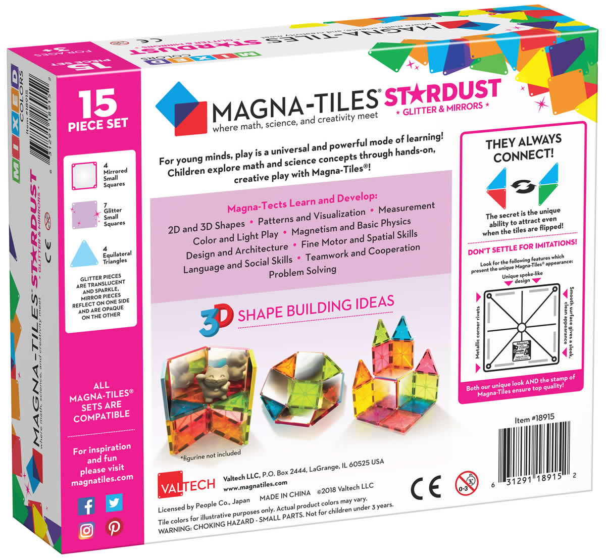 Magna-Tiles Stardust 15-Piece Set