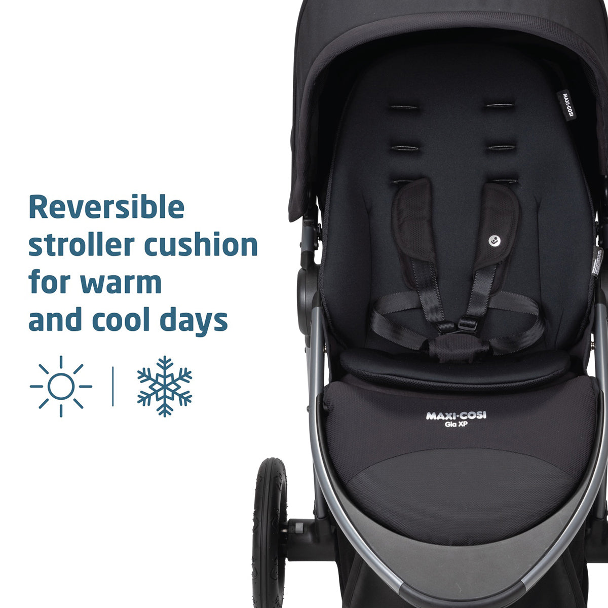 Maxi-Cosi Gia XP Luxe 3-Wheel Travel System - Midnight Black