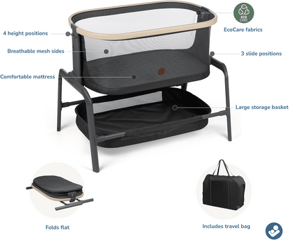 Maxi-Cosi Iora Bedside Bassinet - Classic Graphite