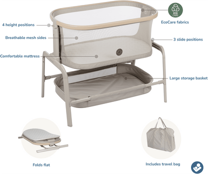 Maxi-Cosi Iora Bedside Bassinet - Classic Oat