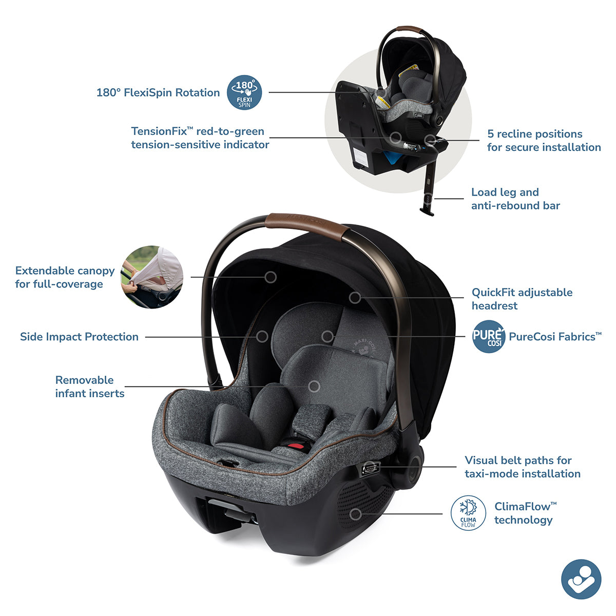 Maxi-Cosi Peri 180 Rotating Infant Car Seat - Onyx Wonder