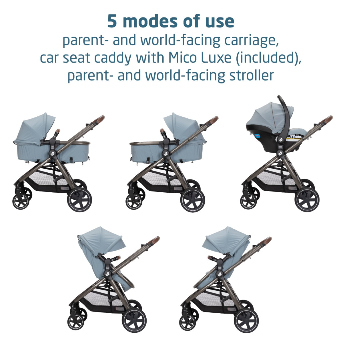 Maxi-Cosi Zelia 2 Luxe 5-in-1 Modular Travel System - New Hope Grey