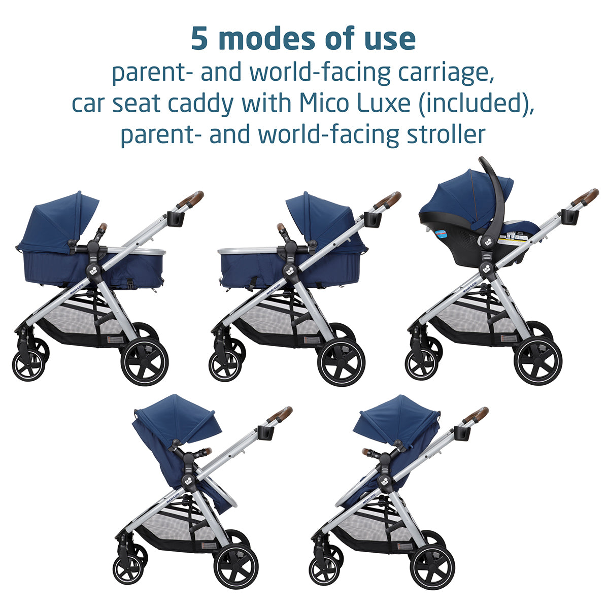 Maxi-Cosi Zelia 2 Luxe 5-in-1 Modular Travel System - New Hope Navy