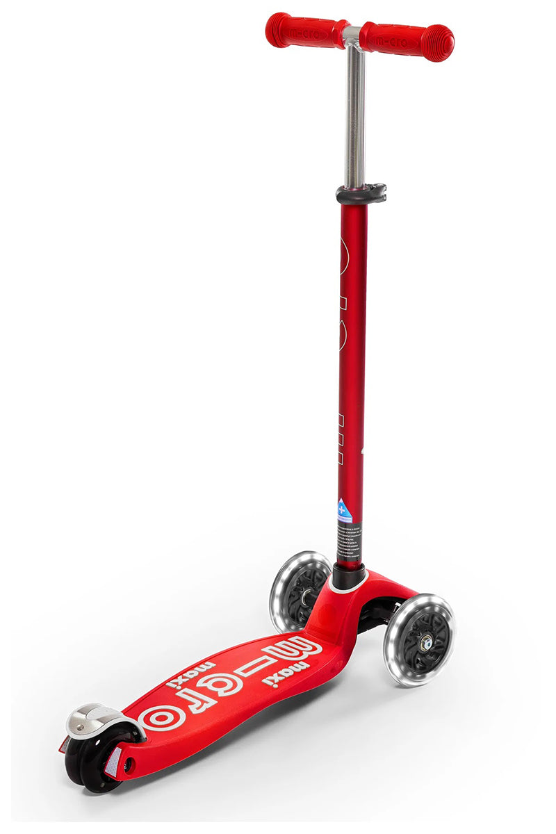 Micro Kickboard Maxi Deluxe LED Scooter (5-12 years) - Red