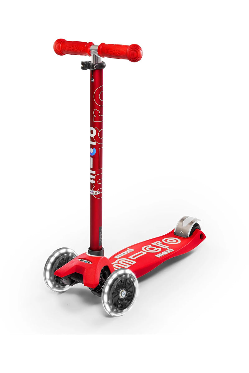 Micro Kickboard Maxi Deluxe LED Scooter (5-12 years) - Red