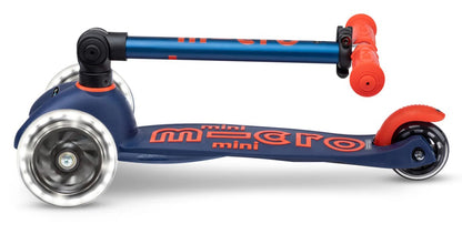 Micro Kickboard Micro Mini Foldable LED Scooter (2-5 Years) - Navy Blue