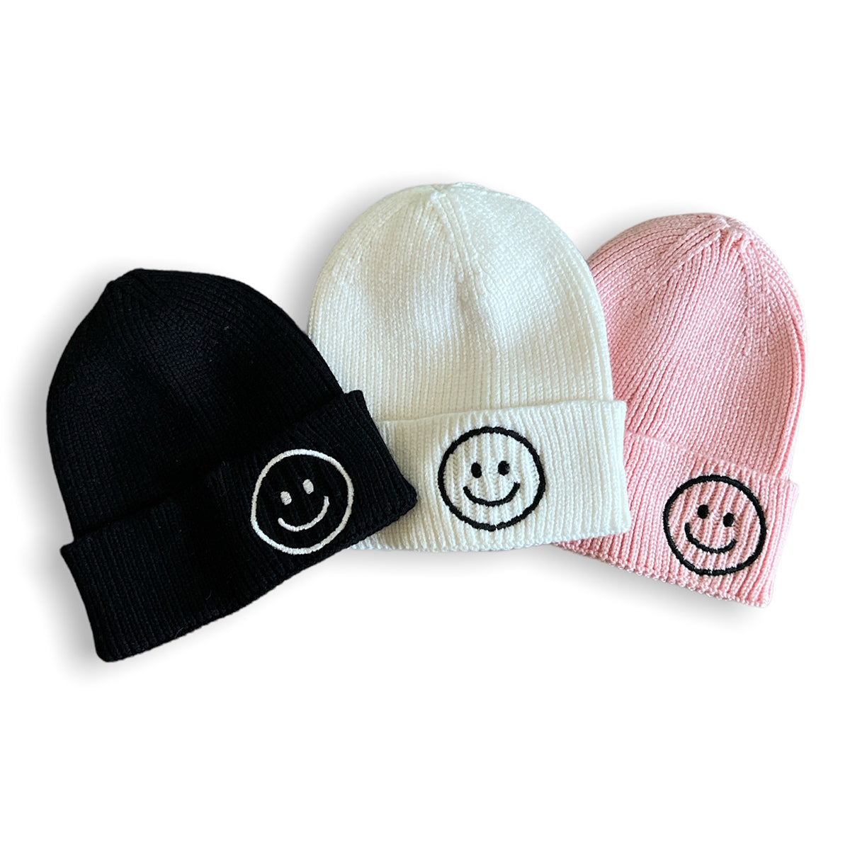 millie+roo Smile Rib Knit Beanie - Black (0-1Y)