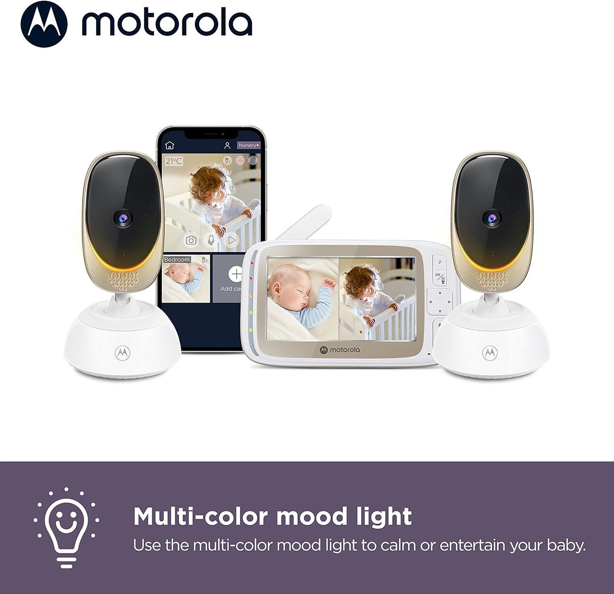 Motorola VM85 Connect 5" Wi-Fi Video Baby Monitor with Mood Light - 2 Camera Pack