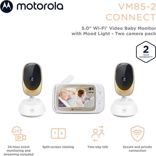 Motorola VM85 Connect 5" Wi-Fi Video Baby Monitor with Mood Light - 2 Camera Pack