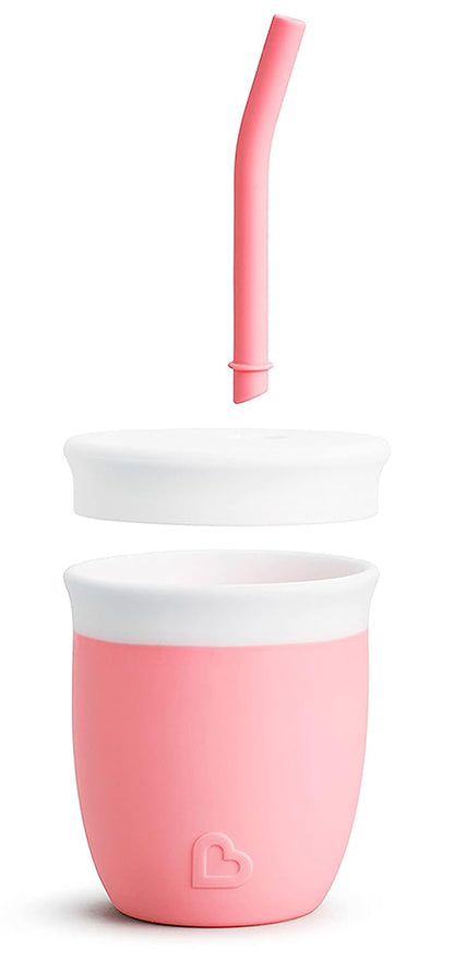 Munchkin C'est Silicone Training Cup with Straw, 4oz - Coral