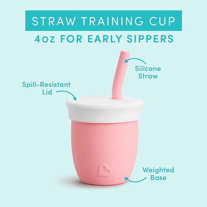 Munchkin C'est Silicone Training Cup with Straw, 4oz - Coral