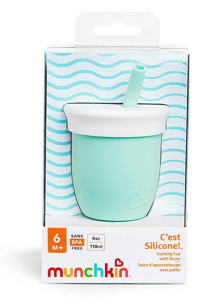 Munchkin C'est Silicone Training Cup with Straw, 4oz - Mint