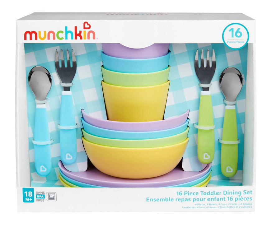 Munchkin Toddler Dining Set with Splash Utensils, 16 Piece Set