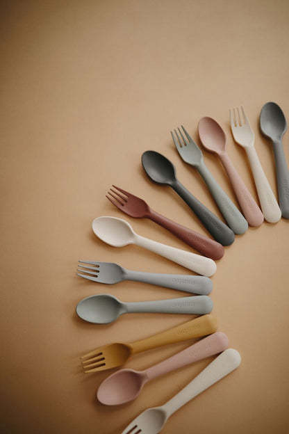 Mushie Fork & Spoon Set - Ivory