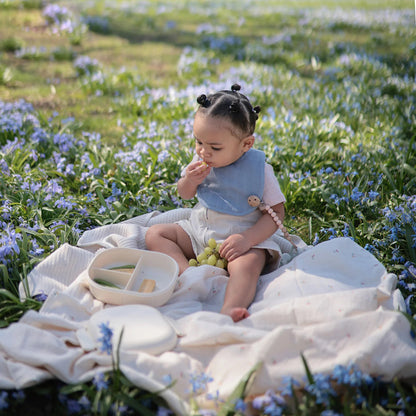 Mushie Muslin Bib, 2 Pack - Tradewinds / Baby Blue