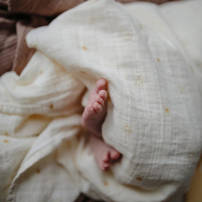 Mushie Organic Cotton Muslin Swaddle Blanket - Sun