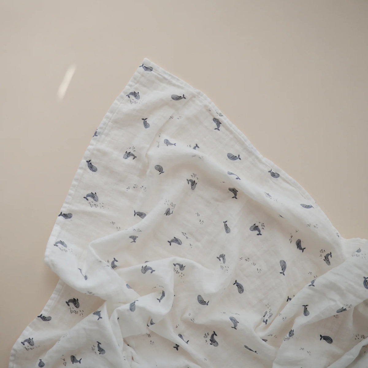 Mushie Organic Cotton Muslin Swaddle Blanket - Whales