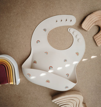 Mushie Silicone Baby Bib - Rainbows