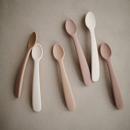 Mushie Silicone Feeding Spoon - Blush / Shifting Sand